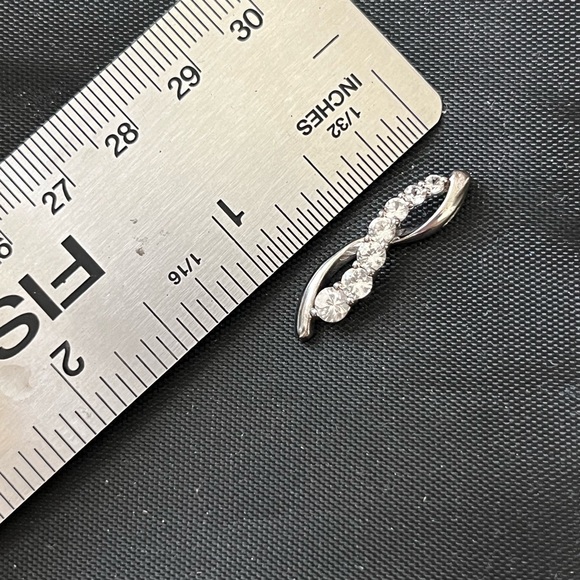 White Sapphire Sterling Silver Infinity Pendant - Picture 2 of 2